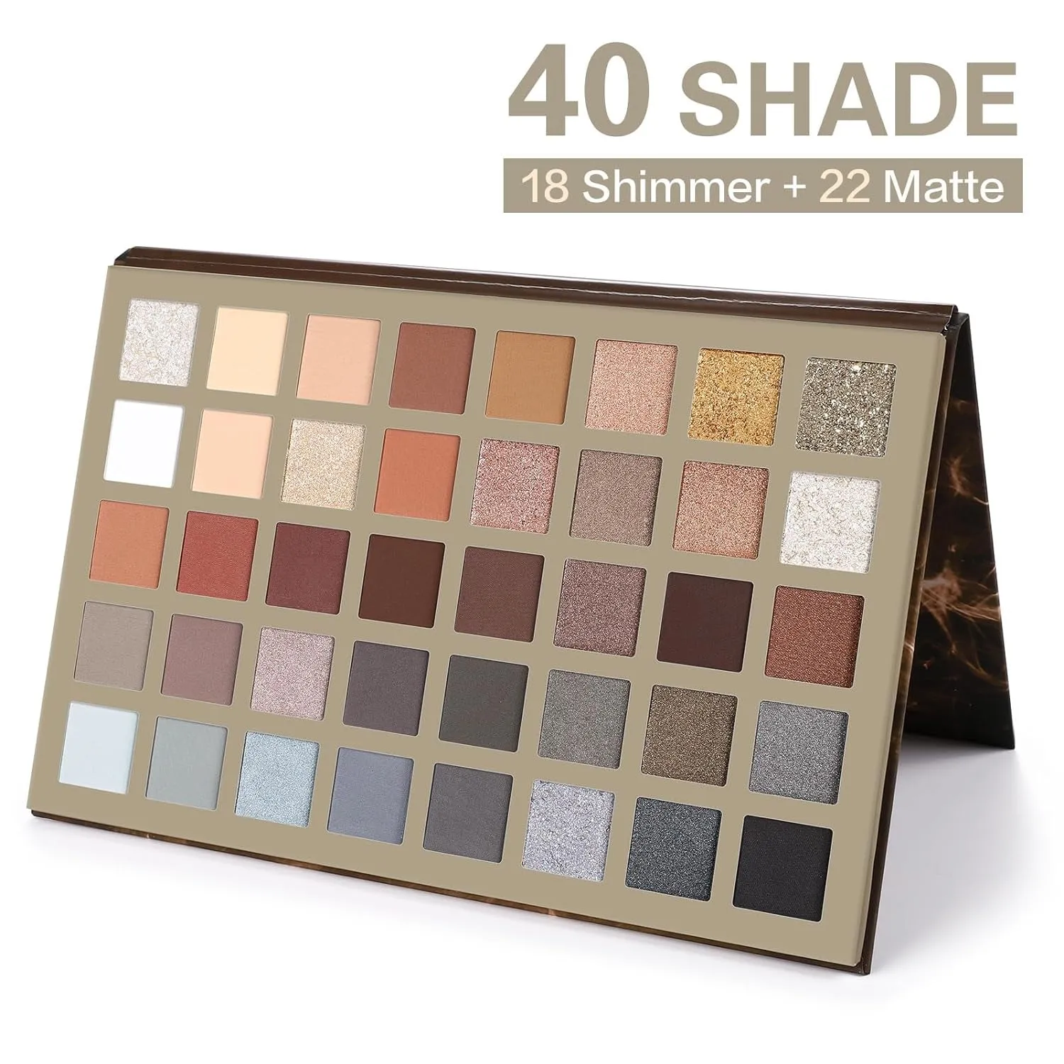 15-Piece Nude & Smoky Eyeshadow Brush Set - 40 Pigmented Shades for Stunning Makeup Looks