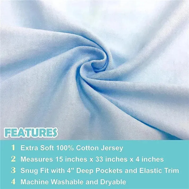 American Baby - Fitted Bassinet Sheet 100% Natural Cotton Jersey Knit, Blue