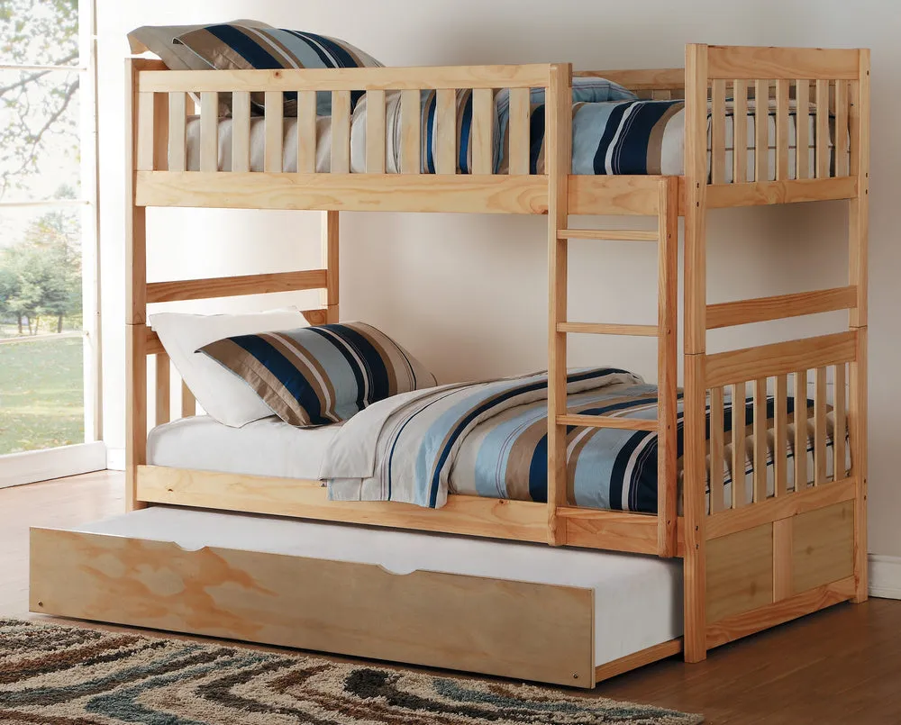 Bartly Natural Wood Full Bunk Bed with Twin Trundle