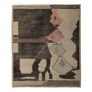 Black Zameen Transitional Wool Rug - 8'8" x 9'9"