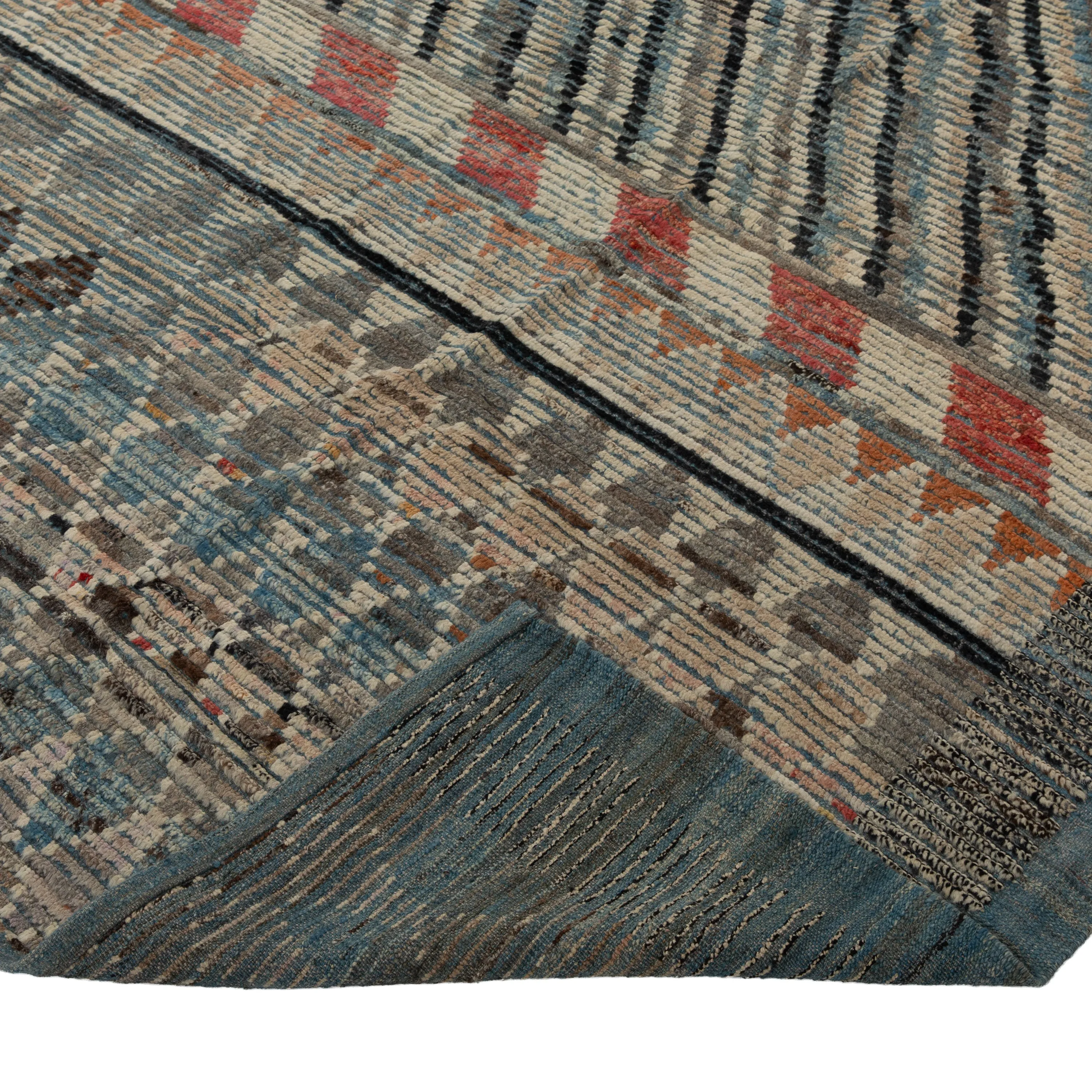 Blue Zameen Transitional Wool Rug- 11'3" x 12'6"