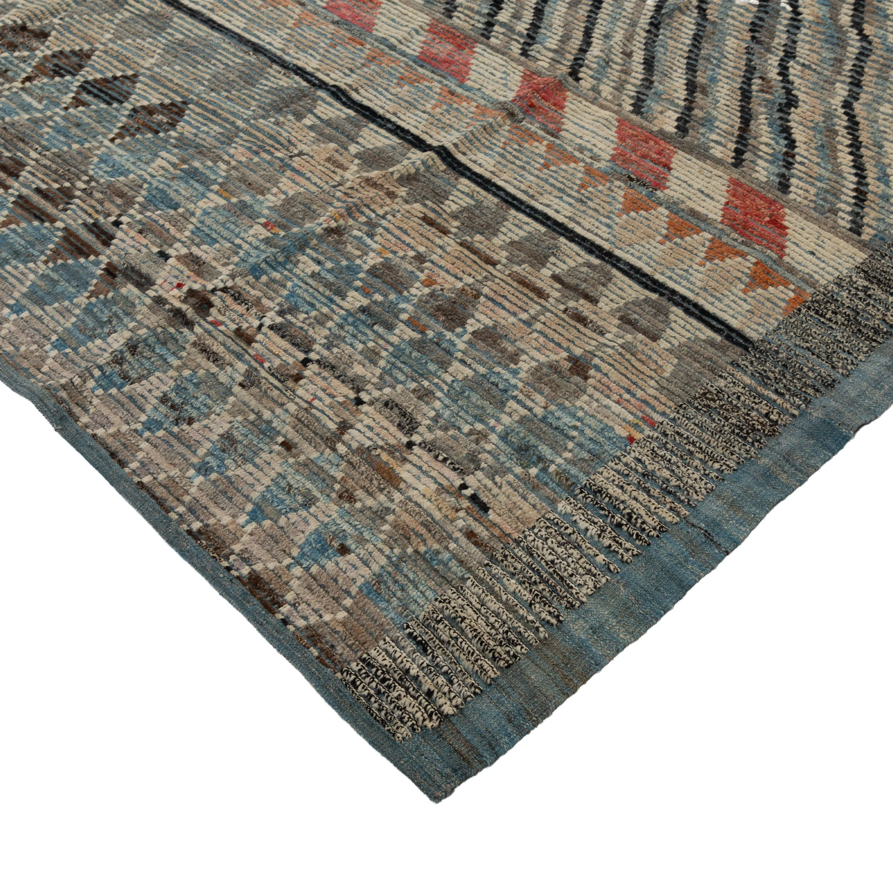 Blue Zameen Transitional Wool Rug- 11'3" x 12'6"