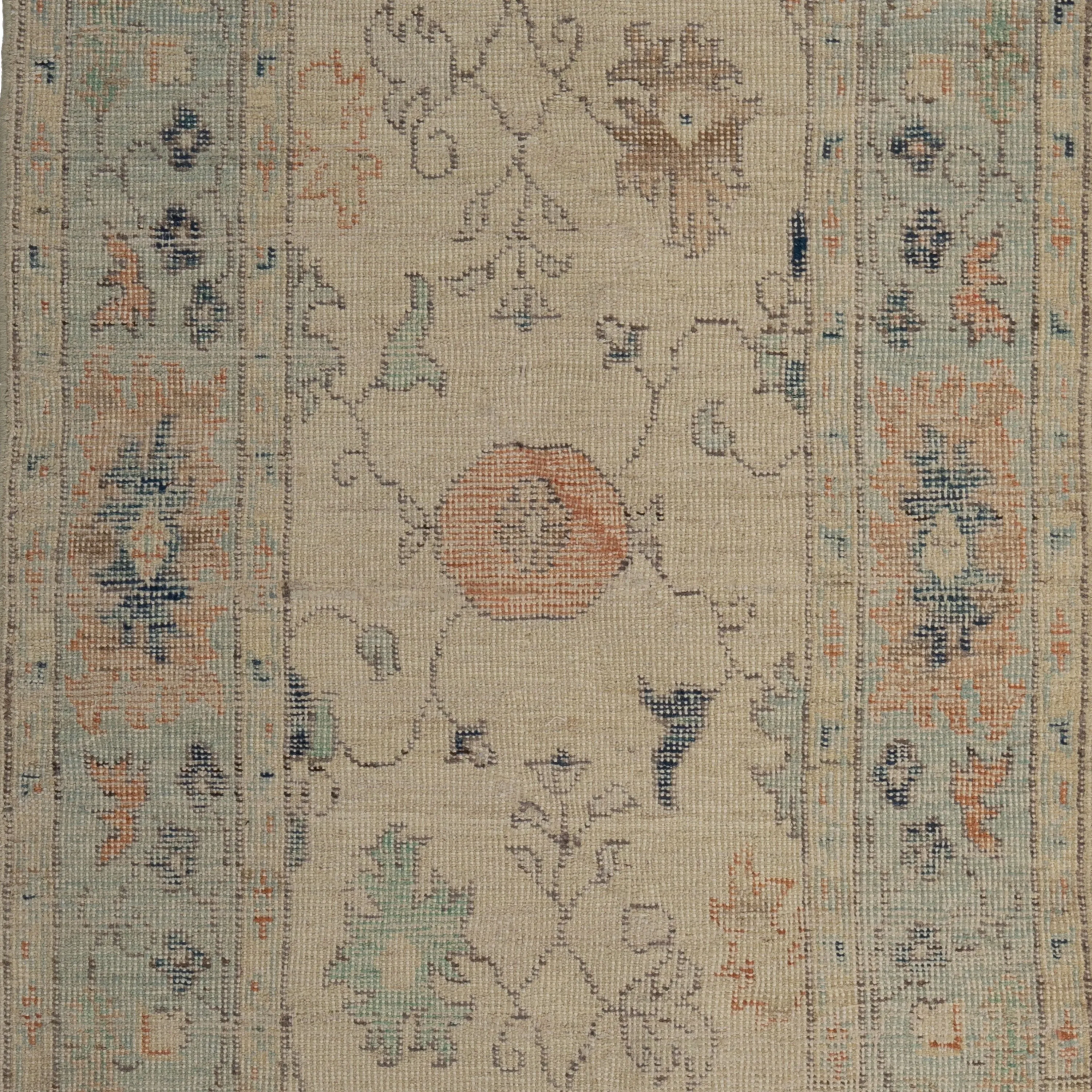 Blue Zameen Transitional Wool Rug - 3'1" x 9'5"