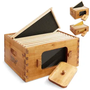 Brood Box with Window, 100% Beeswax Coated Beehive Kit