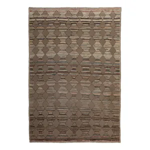 Brown Zameen Transitional Wool Rug - 5'10" x 8'8"