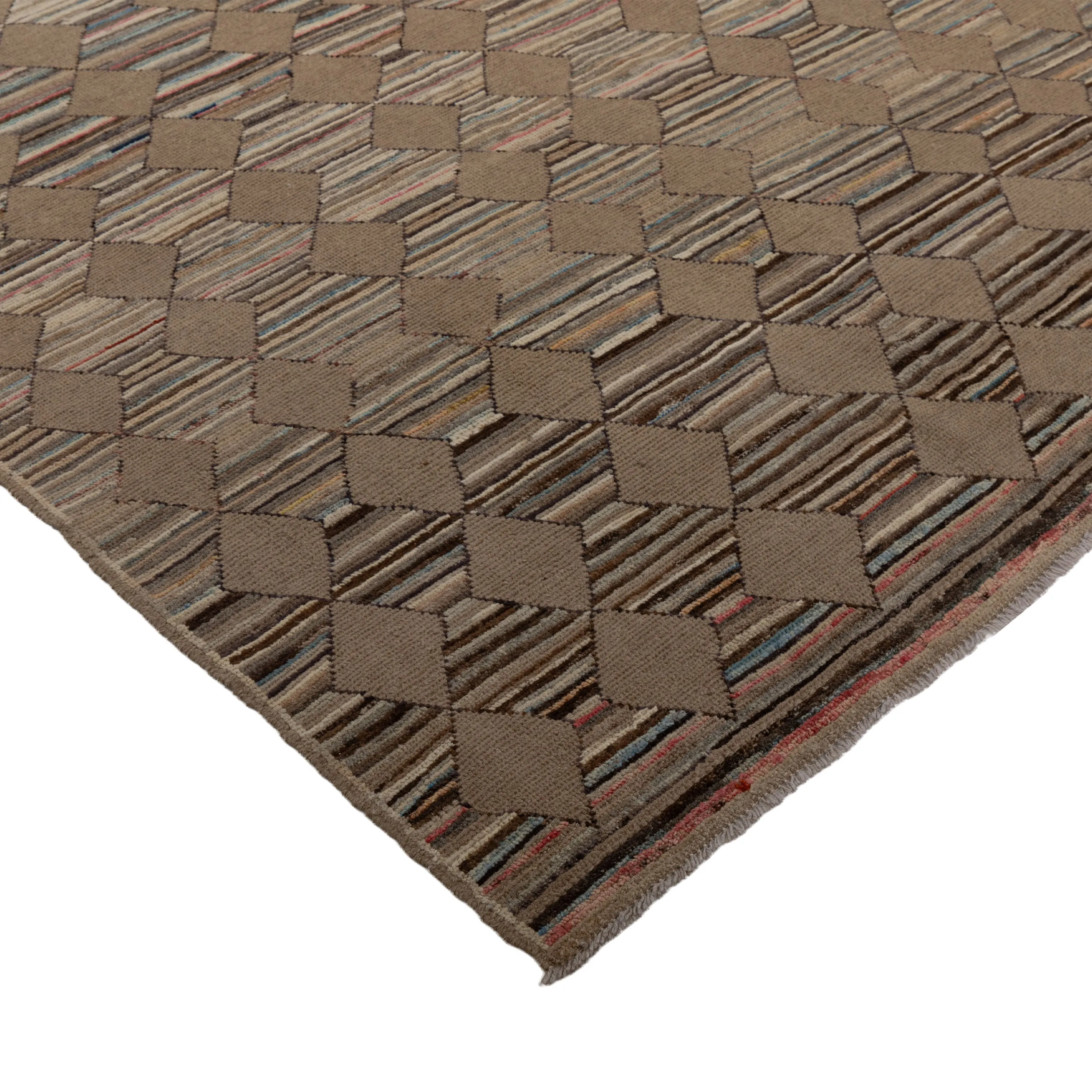 Brown Zameen Transitional Wool Rug - 5'10" x 8'8"