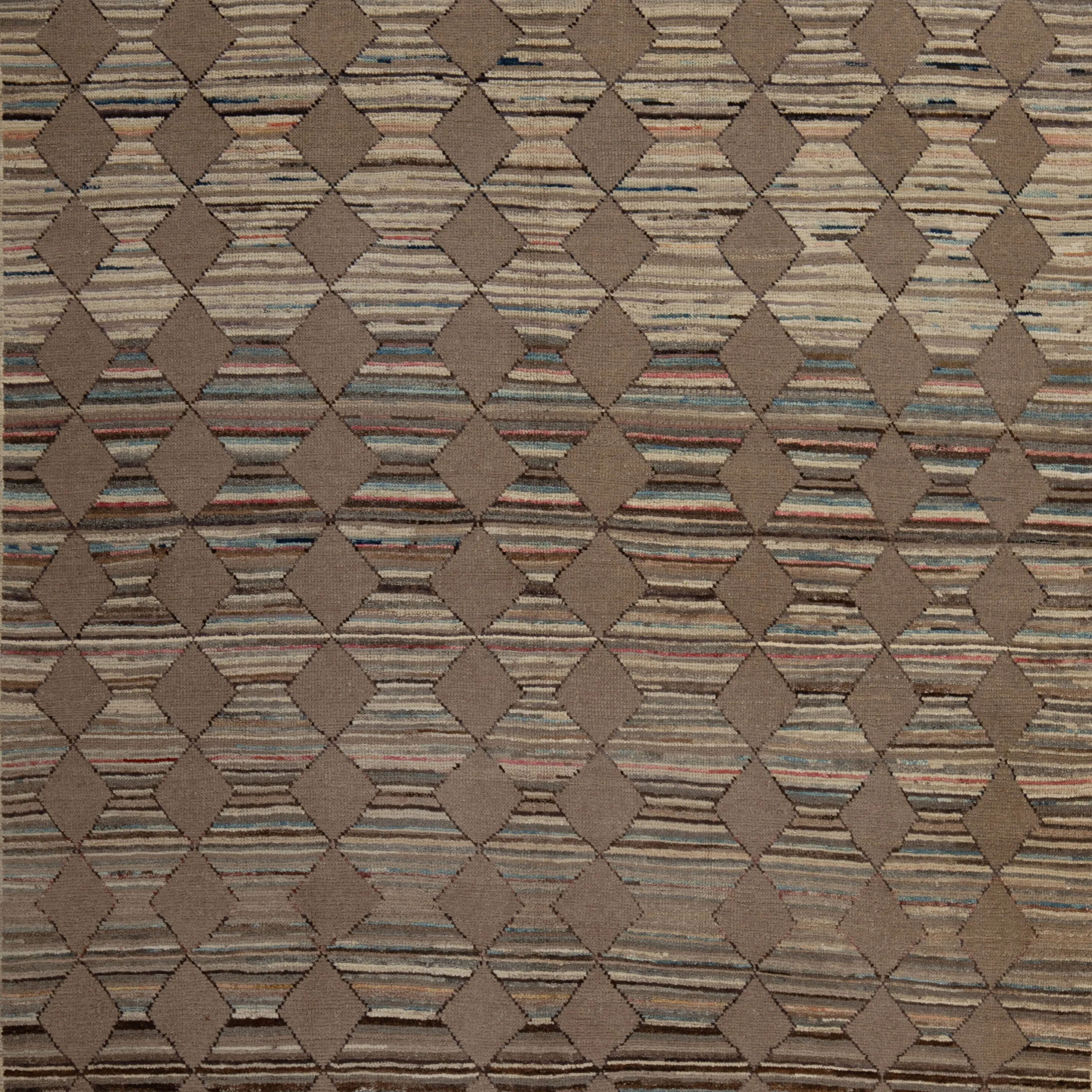 Brown Zameen Transitional Wool Rug - 5'10" x 8'8"