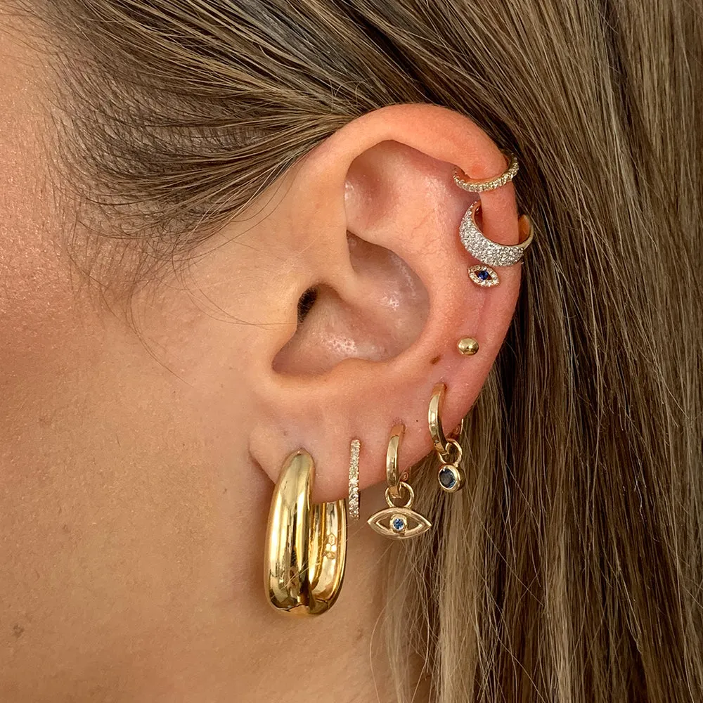 Diamond Evil Eye Helix Single Stud Earring in 10k Gold