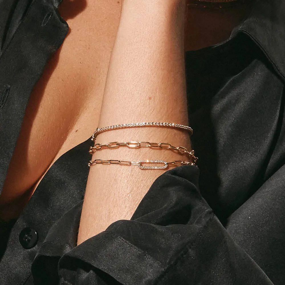 Diamond Paperclip Chain Bracelet in 10k Gold