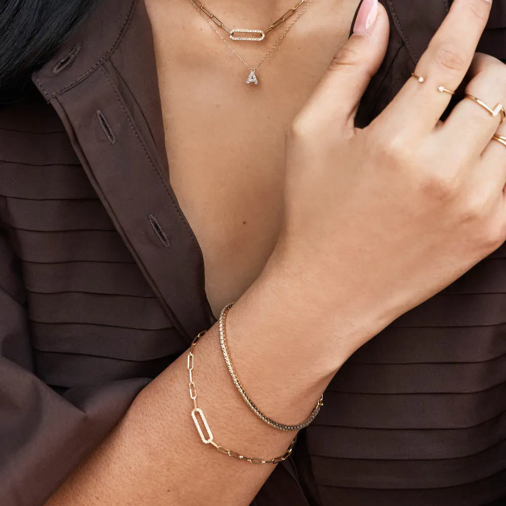 Diamond Paperclip Chain Bracelet in 10k Gold