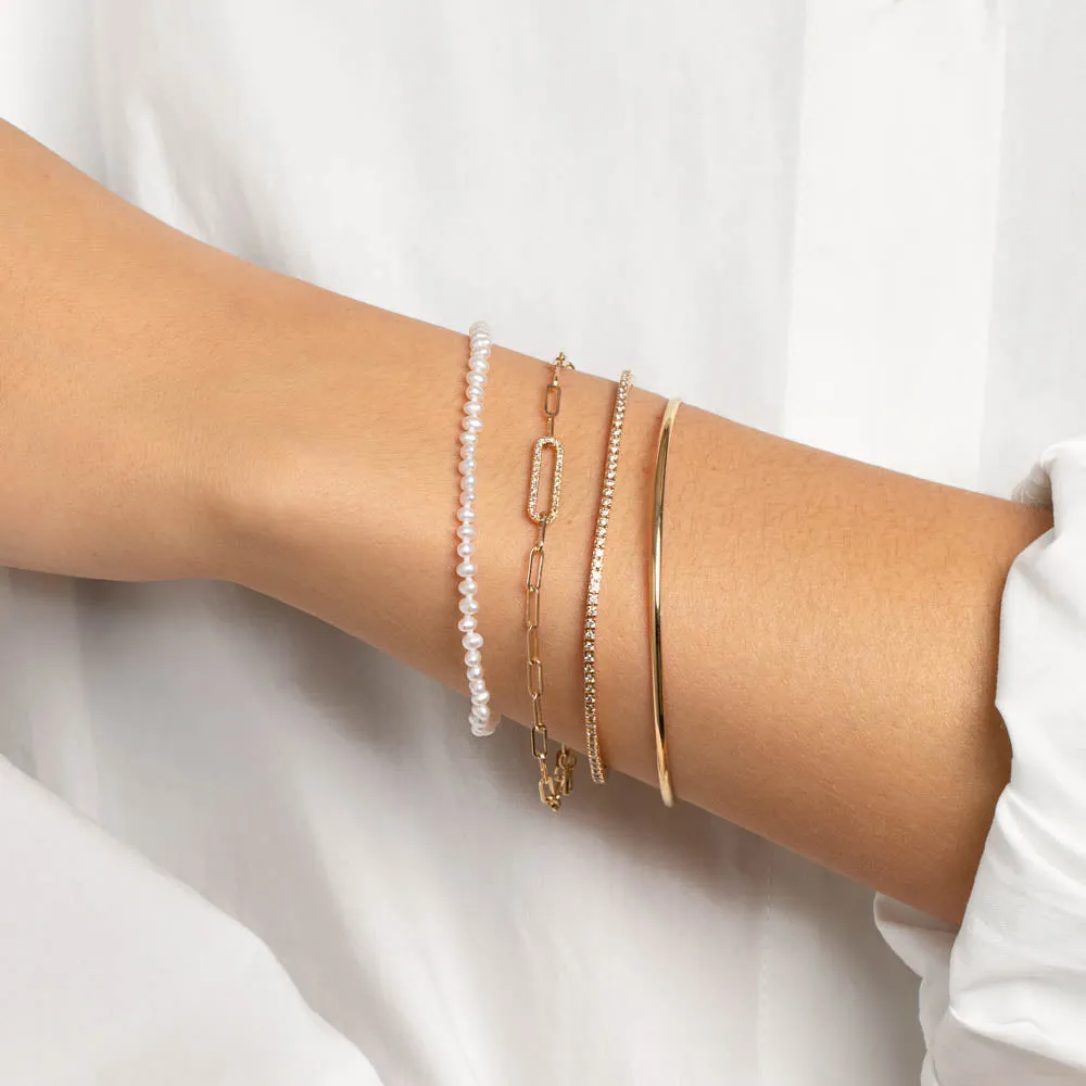 Diamond Paperclip Chain Bracelet in 10k Gold