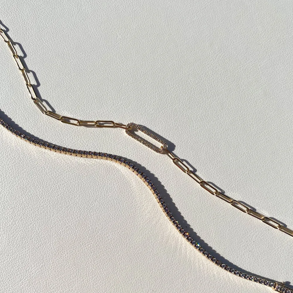 Diamond Paperclip Chain Bracelet in 10k Gold