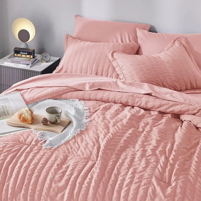 Double bed linen set CozyLux Queen Comforter, 7 pieces, pink