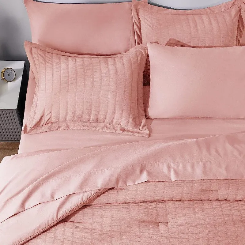 Double bed linen set CozyLux Queen Comforter, 7 pieces, pink