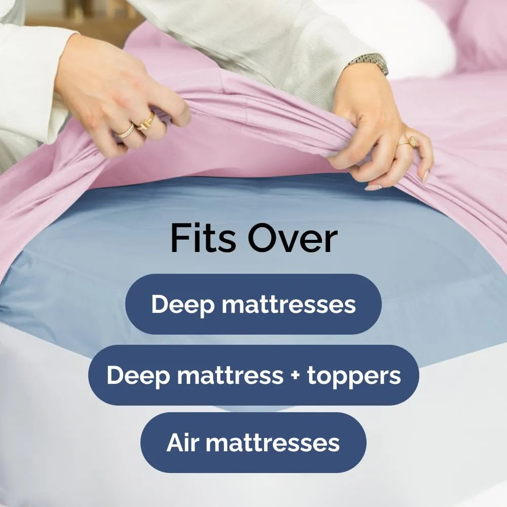 Extra Deep Full Sheet Set - 6 Piece Breathable & Cooling Sheets - Hotel Luxury Bed Sheets Set - Easy & Secure Fit - Soft, Wrinkle Free & Comfy Sheets Set - Light Pink Sheet Set with Extra Deep Pockets