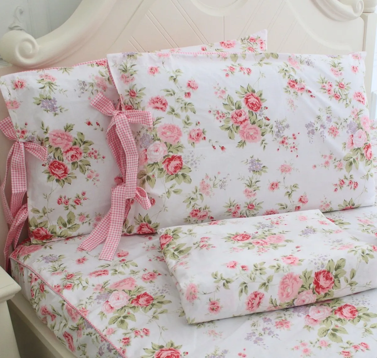 FADFAY Cotton Bed Sheet Set Rose Floral Bed Sheets 4-Piece Queen Size by FADFAY