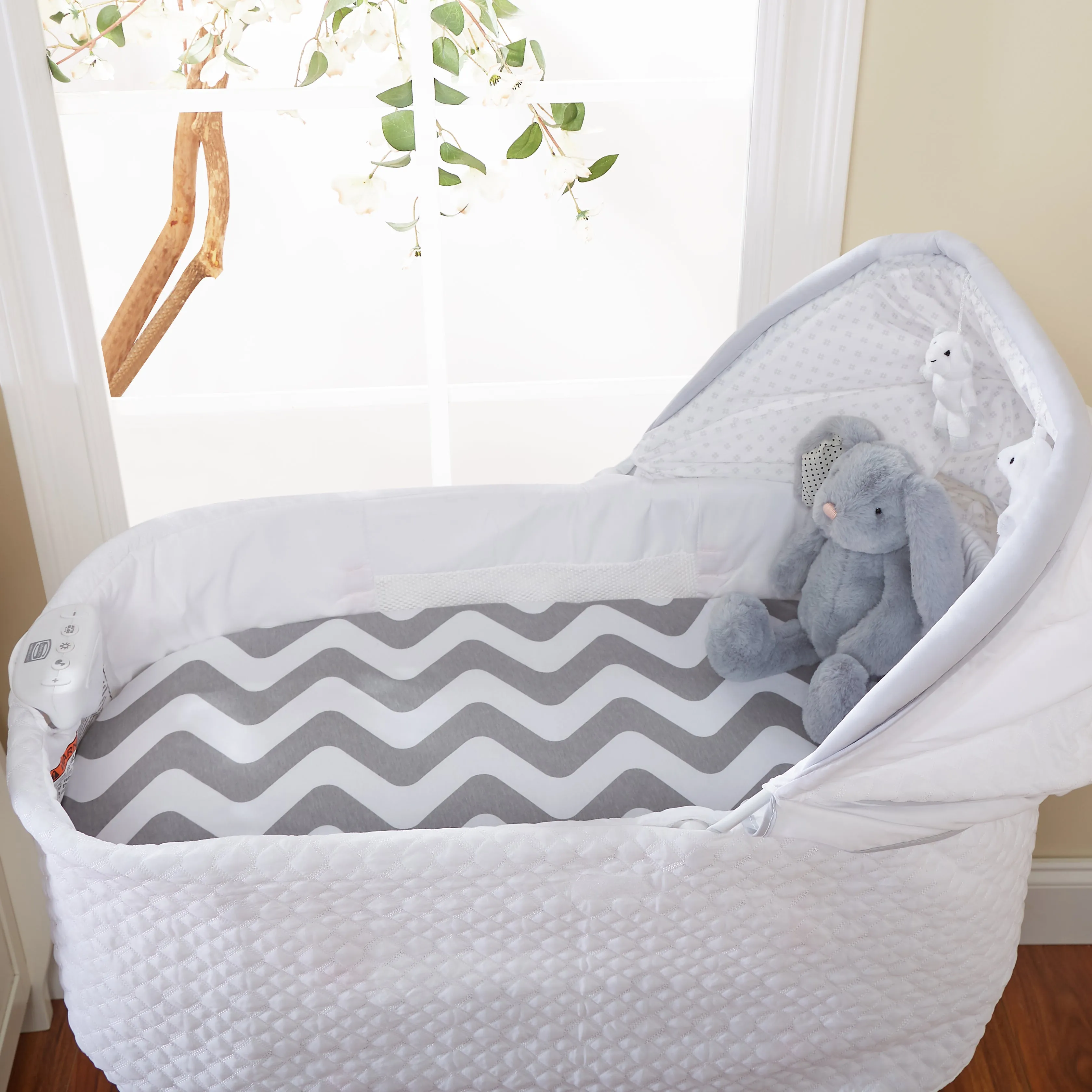 Gray/White Chevron & Moon Stars 2 Pack Bassinet Sheet Set