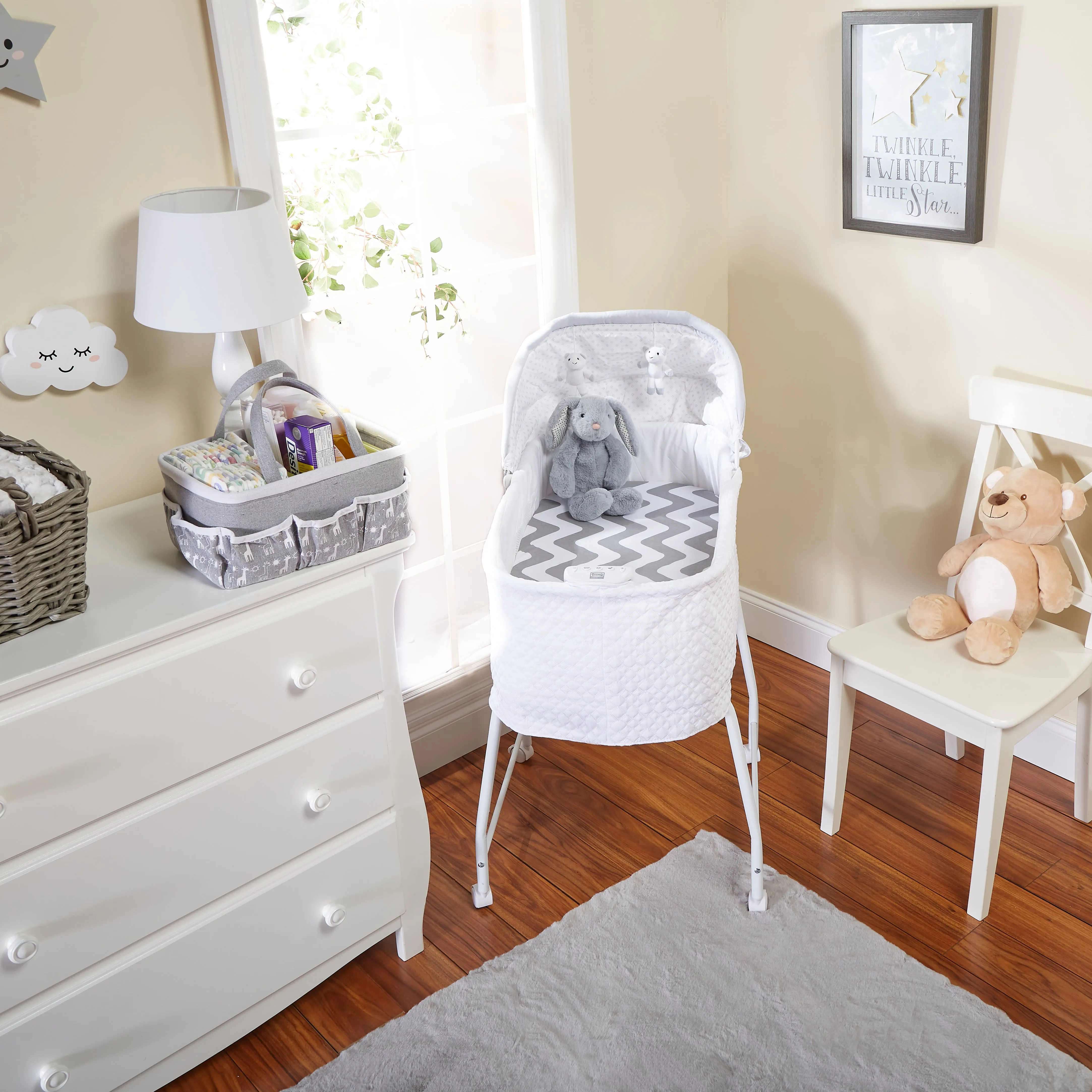 Gray/White Chevron & Moon Stars 2 Pack Bassinet Sheet Set