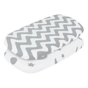 Gray/White Chevron & Moon Stars 2 Pack Bassinet Sheet Set