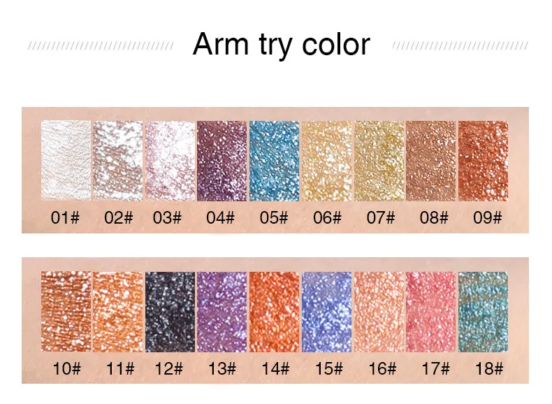 Liquid Eyeshadow Waterproof Glitter Pigments Gel Eye Shadow Cream 18 Colors