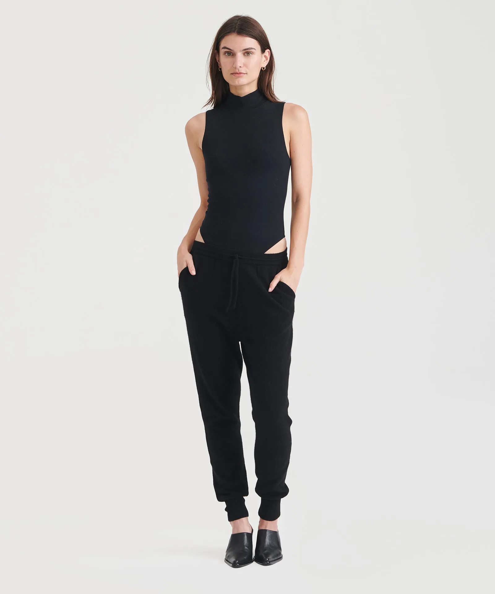 Modal Cashmere Sleeveless Mockneck Bodysuit