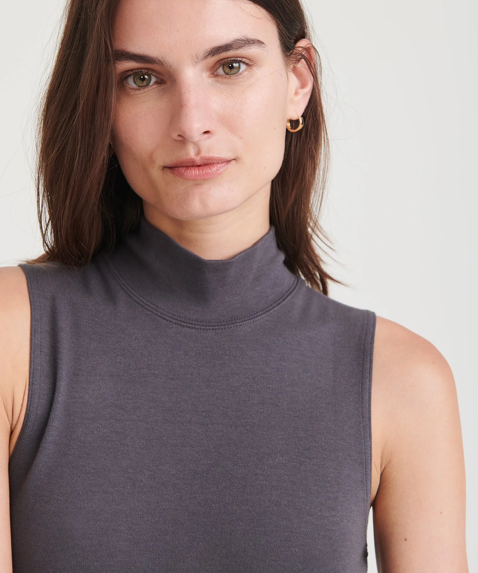 Modal Cashmere Sleeveless Mockneck Bodysuit