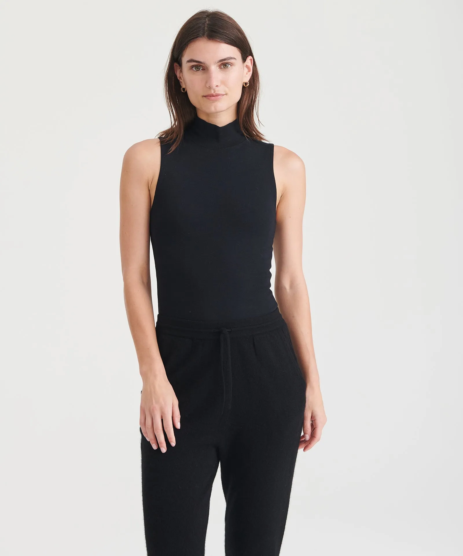 Modal Cashmere Sleeveless Mockneck Bodysuit