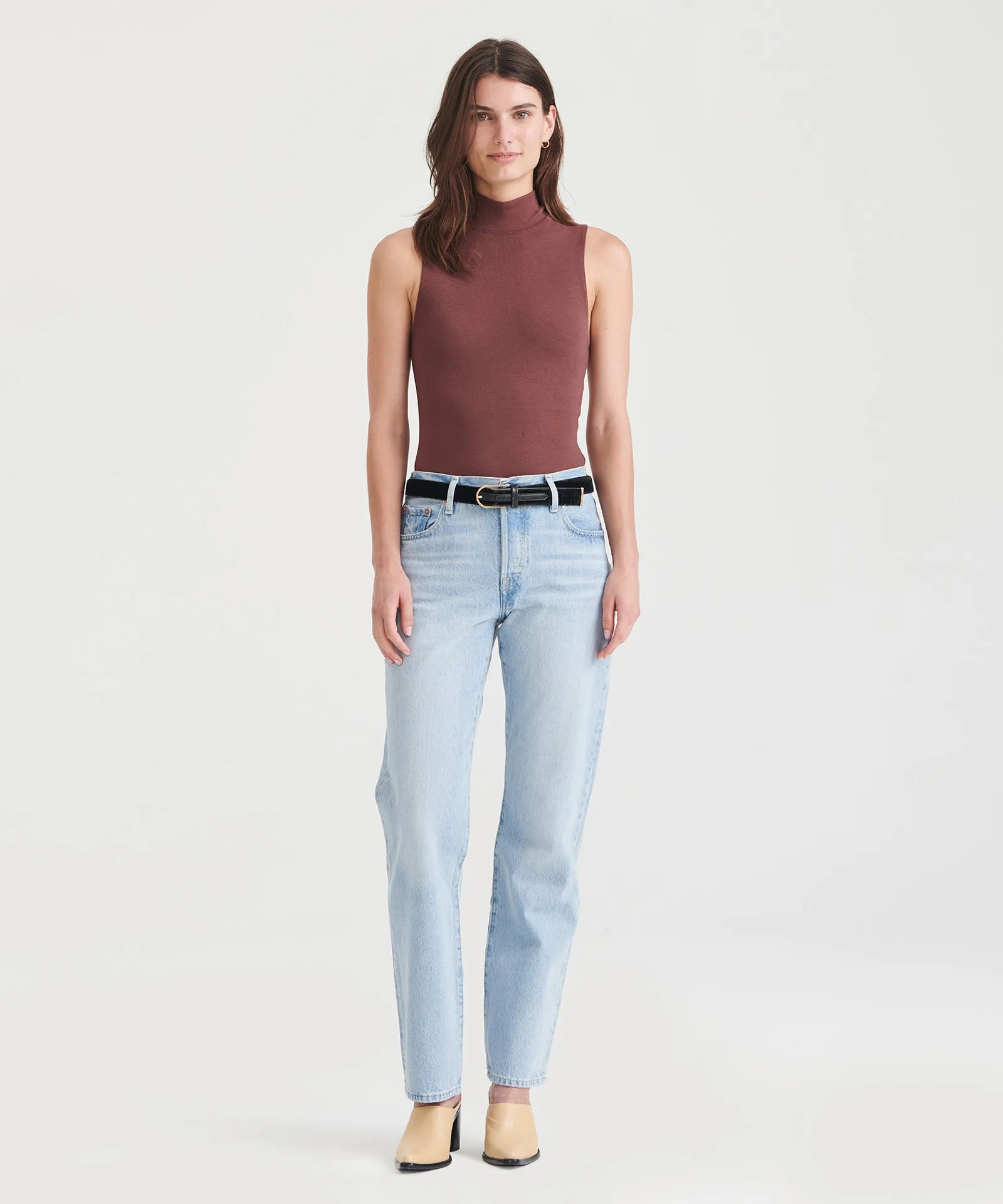 Modal Cashmere Sleeveless Mockneck Bodysuit