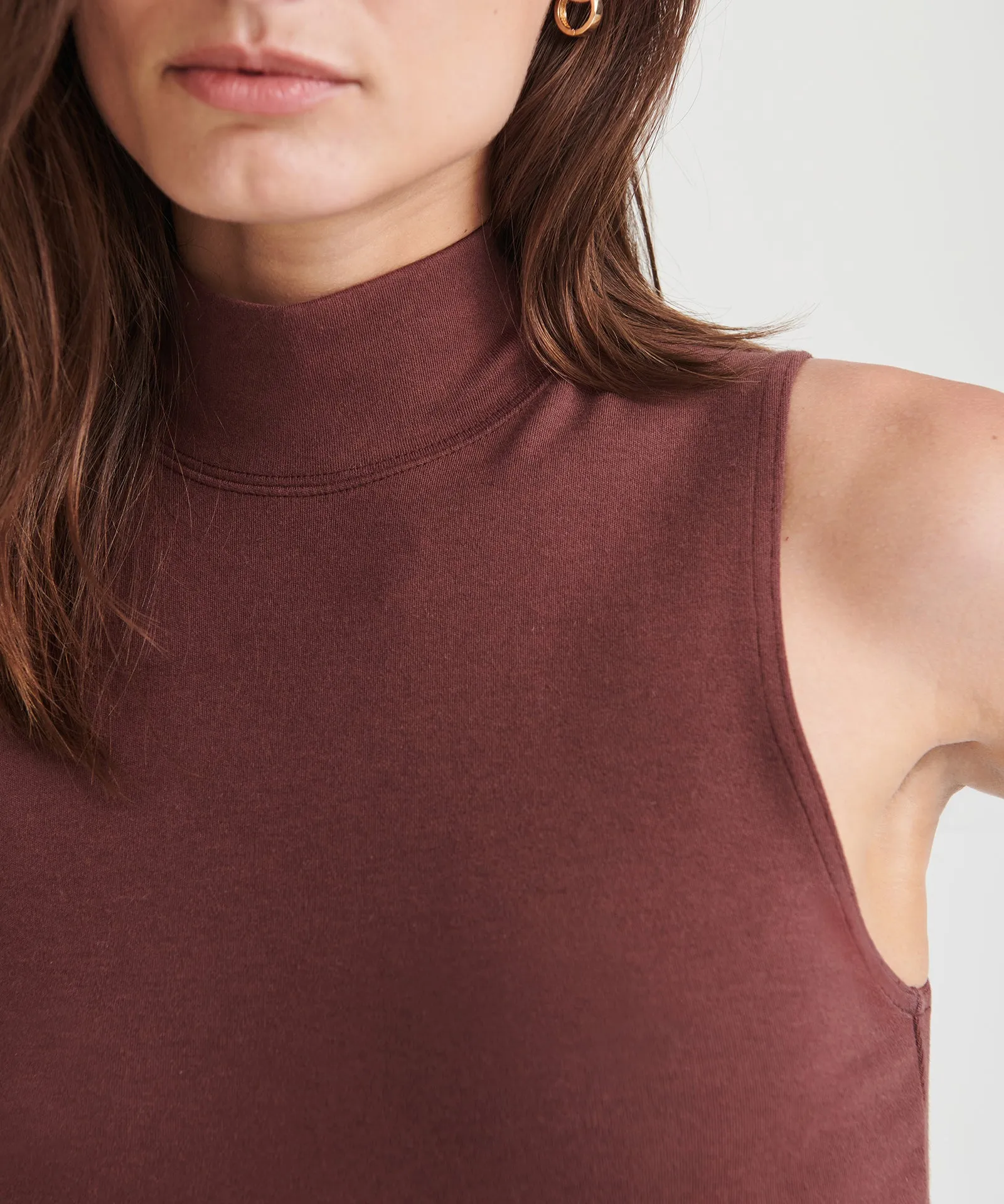 Modal Cashmere Sleeveless Mockneck Bodysuit