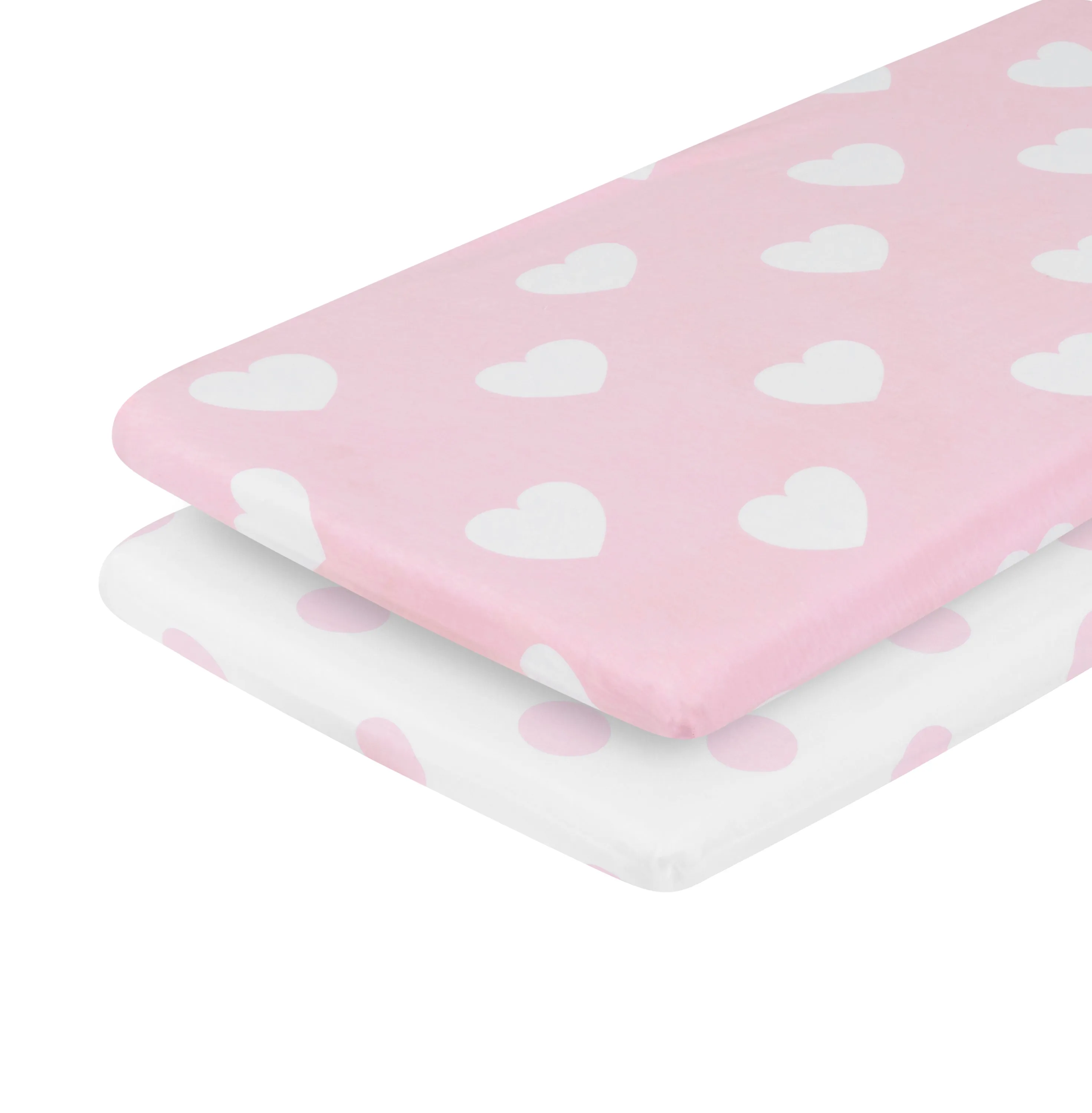 Pink/White Hearts and Dots 2 Pack Girls Cradle Sheet Set