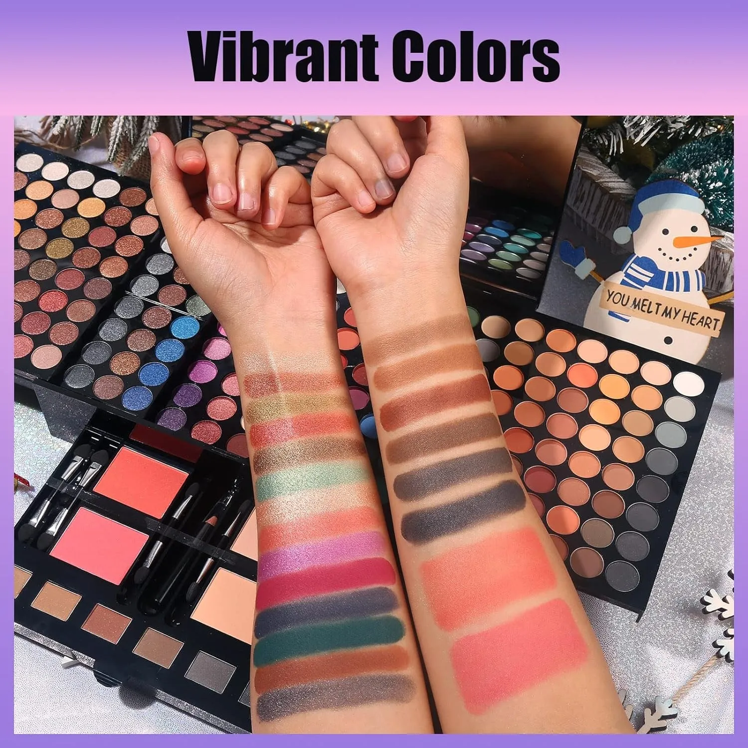 Vibrant Women's Makeup Palette - 190 Colors, Eyeshadows, Blushers, Eyebrow Powders & Mirror