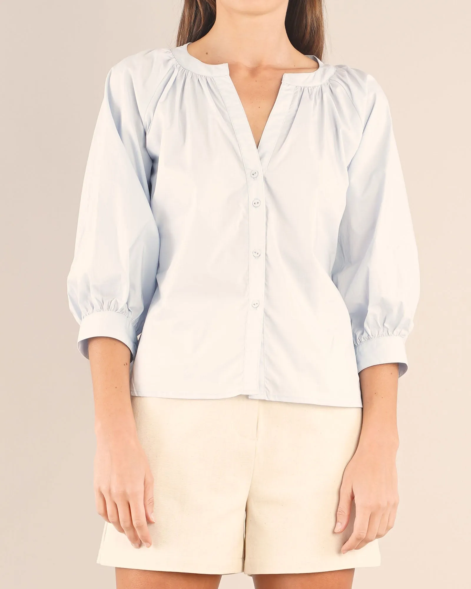 Zadie Poplin Top - Powder Blue